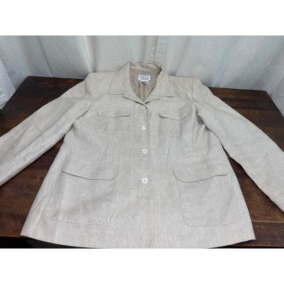 Vintage Women's Talbots 100% Irish Linen Size 12 Lined Button Up Blazer Jacket - Picture 5 of 12